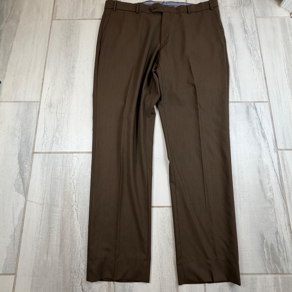 Ballin Mens Brown Super 120s Wool Comfort-EZE Flat Front Dress Pants 40 x 31.5